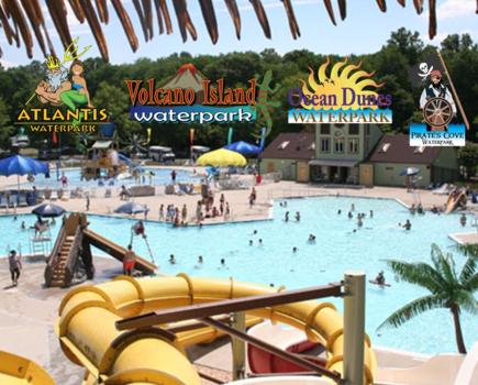 $10 for 4-Pack of Waterpark Tickets in Northern Virginia - Atlantis, Pirate’s Cove, Ocean Dunes or Volcano Island - Weekday Afternoon Special! (50% off)